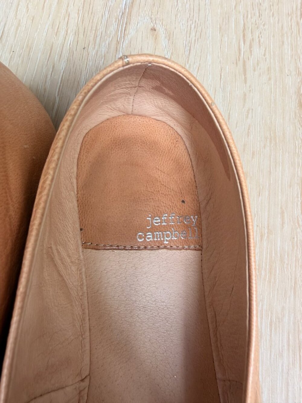 Jeffrey Campbell Fathom Square Toe Leather Ballet Flats Apricot Tan 8.5 - Picture 9 of 10